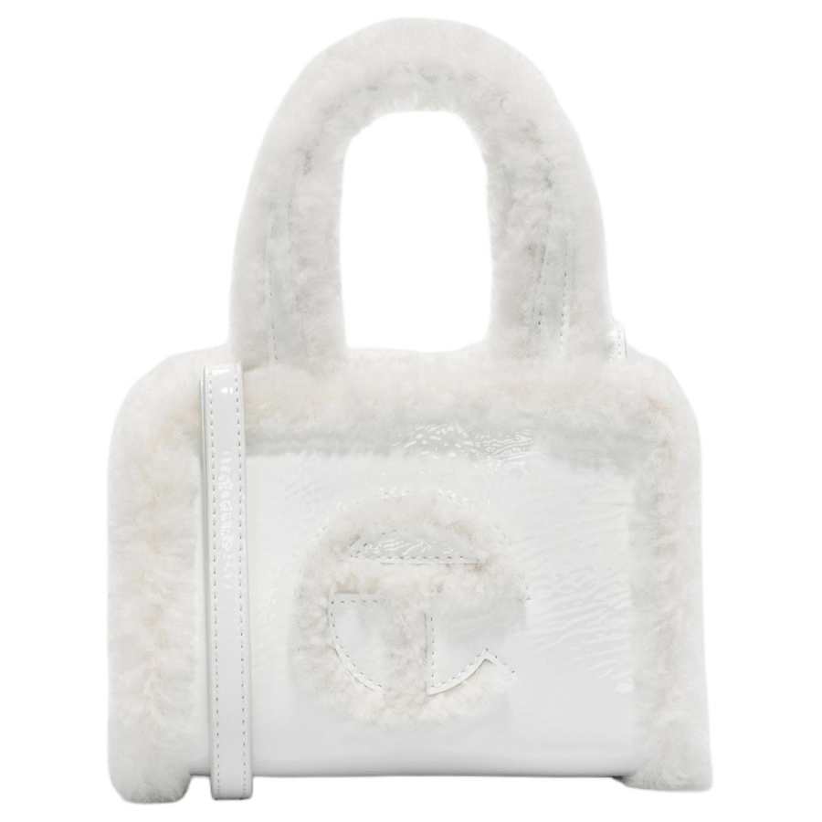 UGG X TELFAR Collaboration Cow Leather With Shearling Shoulder Bag, Crossbody Bag, Handbag Small Women's White
