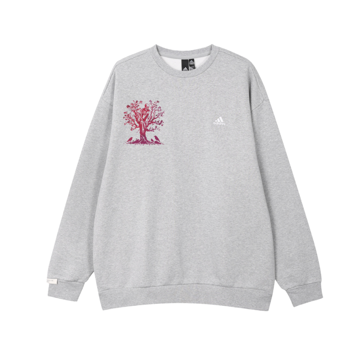 Adidas Adidas Sweatshirts Unisex Medium Heather Gray Crew Neck Thickened Regular
