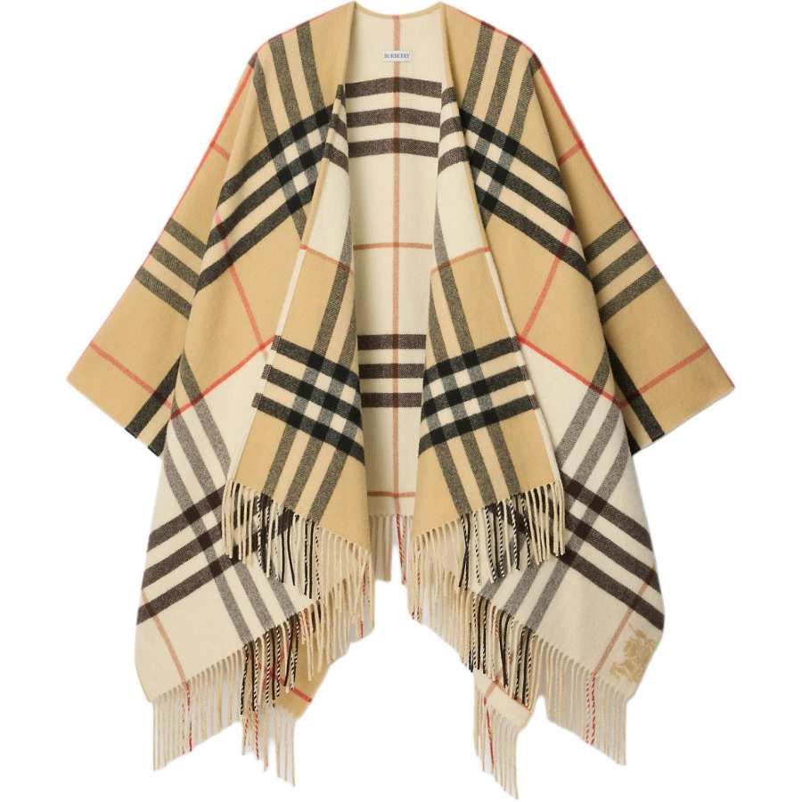Burberry Burberry checked fringed cape