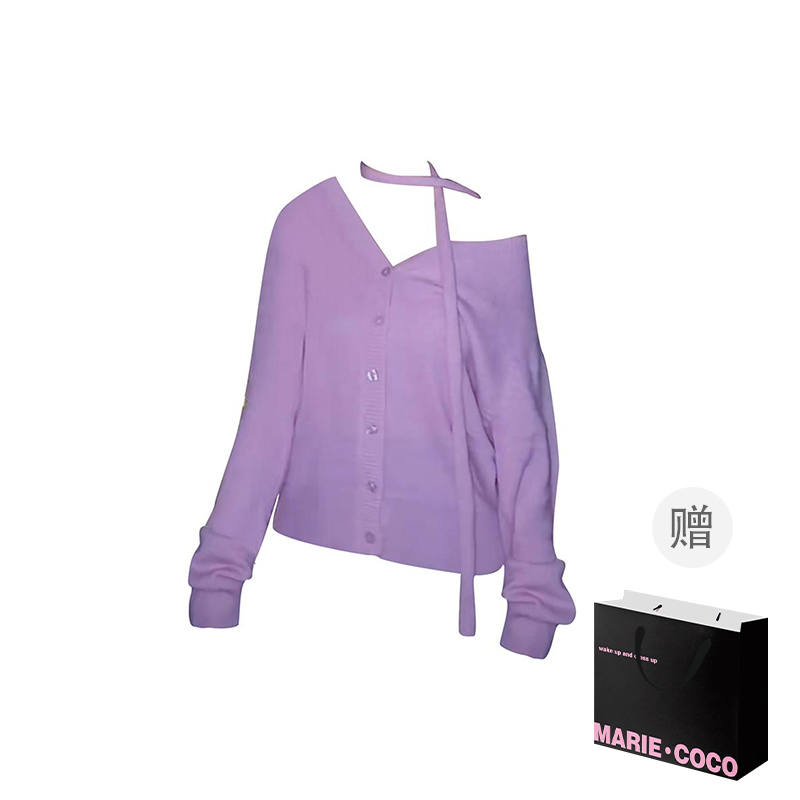 MARIE·COCO Knitwear Women's Purple Top V Neck Moderate