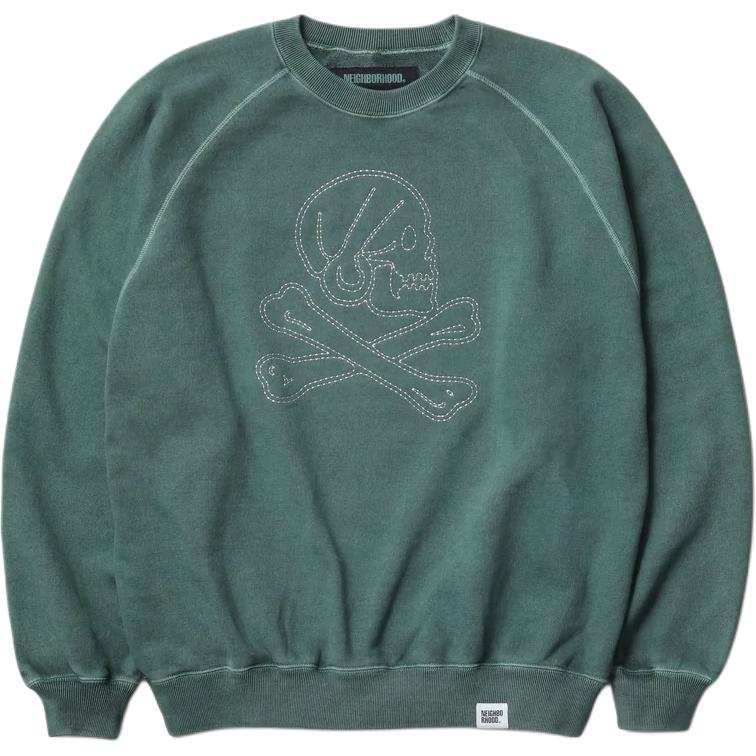 Neighborhood skull-embroidered sweatshirt