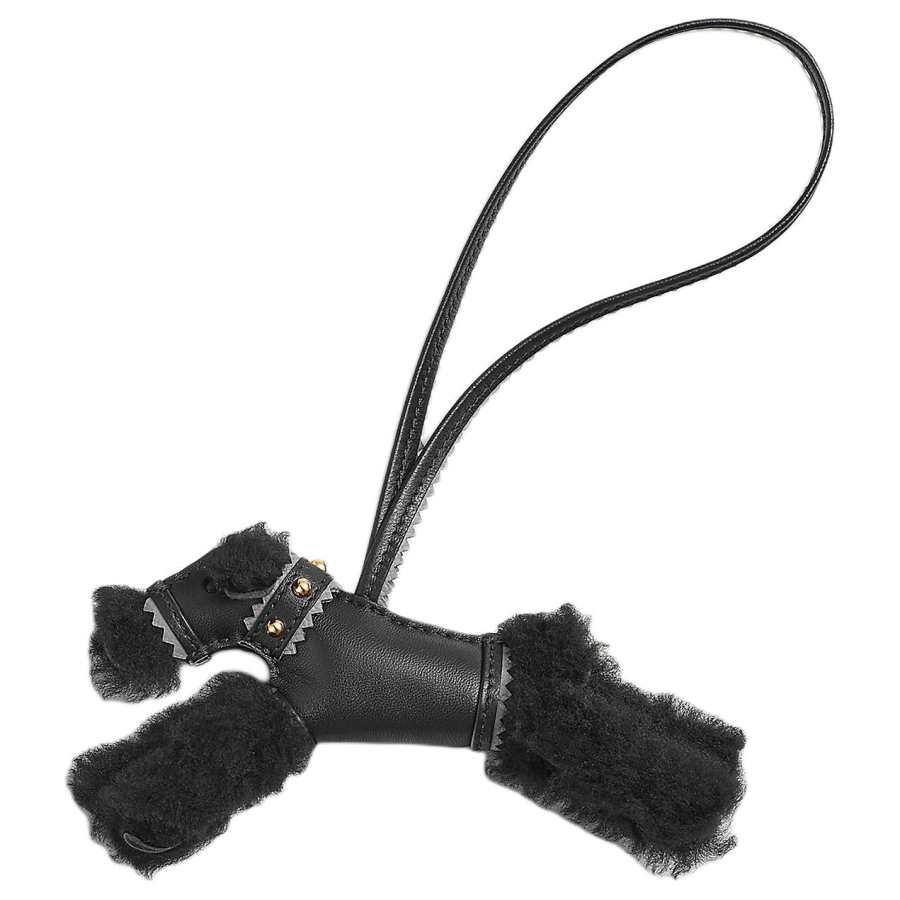 HERMES Budy Merino Wool With Sheepskin And Calfskin Charm Bag Merchandise Unisex Black & Blue & Gray