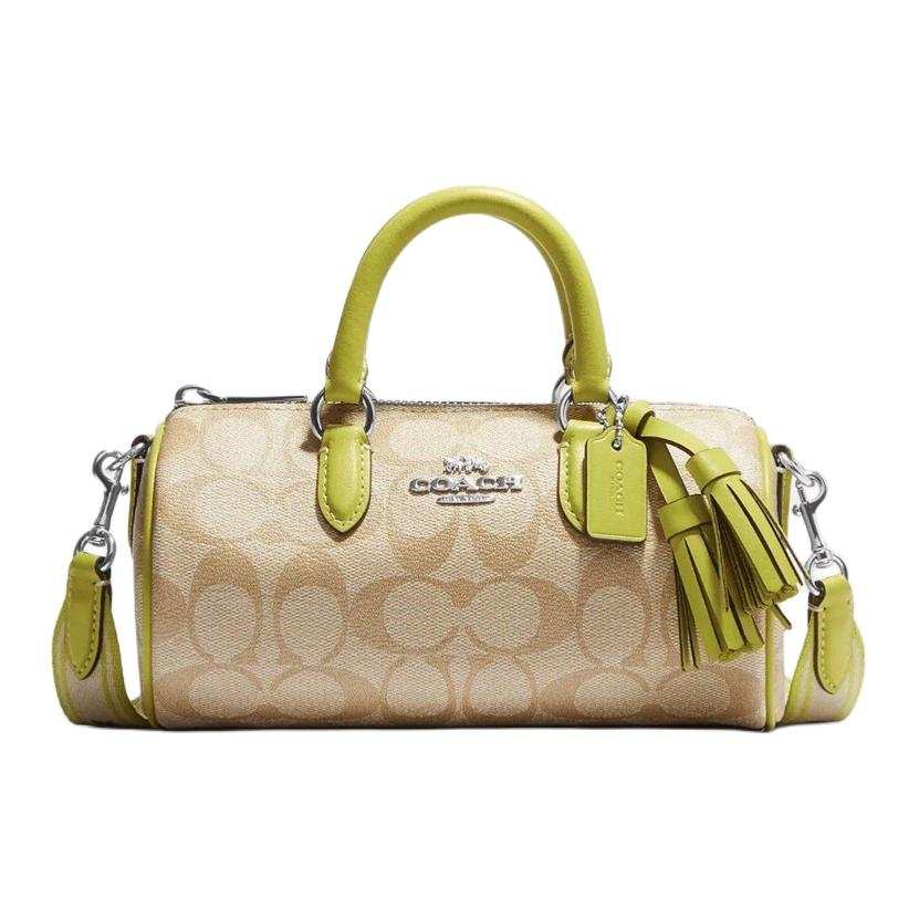 COACH Lacey Coated Canvas With Leather Handbag Small Women's Brown & Yellow