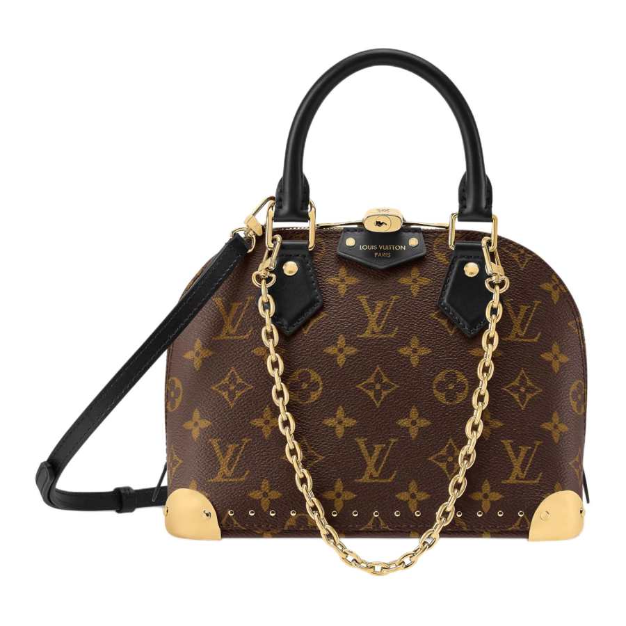 LOUIS VUITTON AlmaTrunk Monogram Coated Canvas With Cow Leather Handbag Small Women's Brown