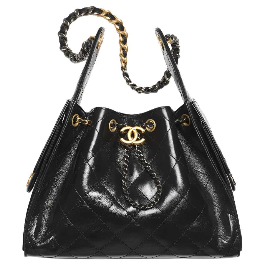 CHANEL 25Bag Cow Leather Handbag, Shoulder Bag Small Women's Black