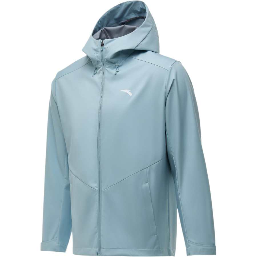 ANTA Trench Coats Men's Blue Hooded Non Detachable Moderate