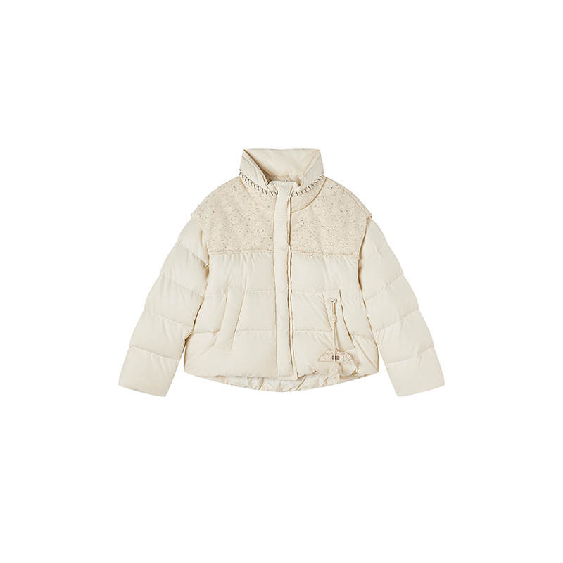 XIANGYING Down Jackets Women's Apricot Stand Collar Moderate Chanel Inspired Down Jacket