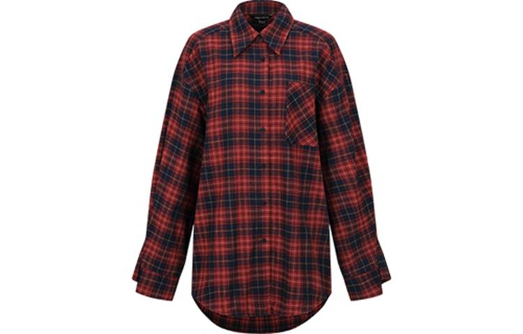 URBAN REVIVO Shirts Women's Total Crimson Plaid Lapel