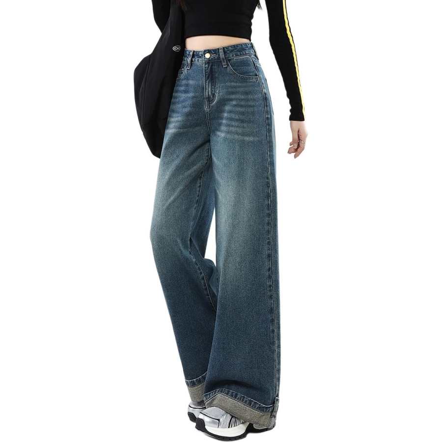 Tonlion Jeans Women's Medium Blue Moderate Wide Leg Pants