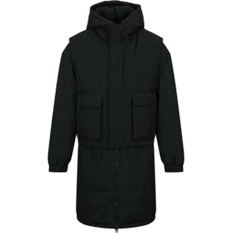 URBAN REVIVO Down Jackets Men's Jet Black Hooded Moderate