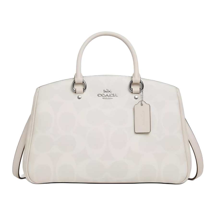 COACH Savannah Coated Canvas Crossbody Bag, Handbag Large Women's White