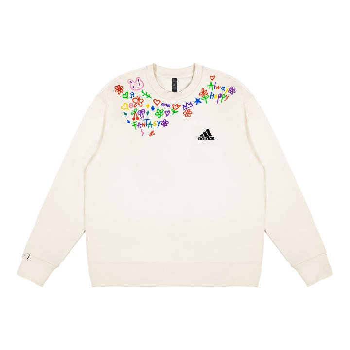 Adidas Adidas Sweatshirts Unisex White Crew Neck Moderate Regular
