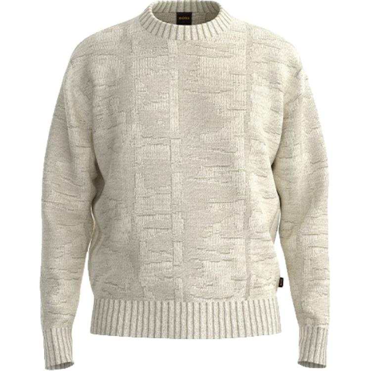 HUGO BOSS Knitwear Men's Ecru Crew Neck Moderate