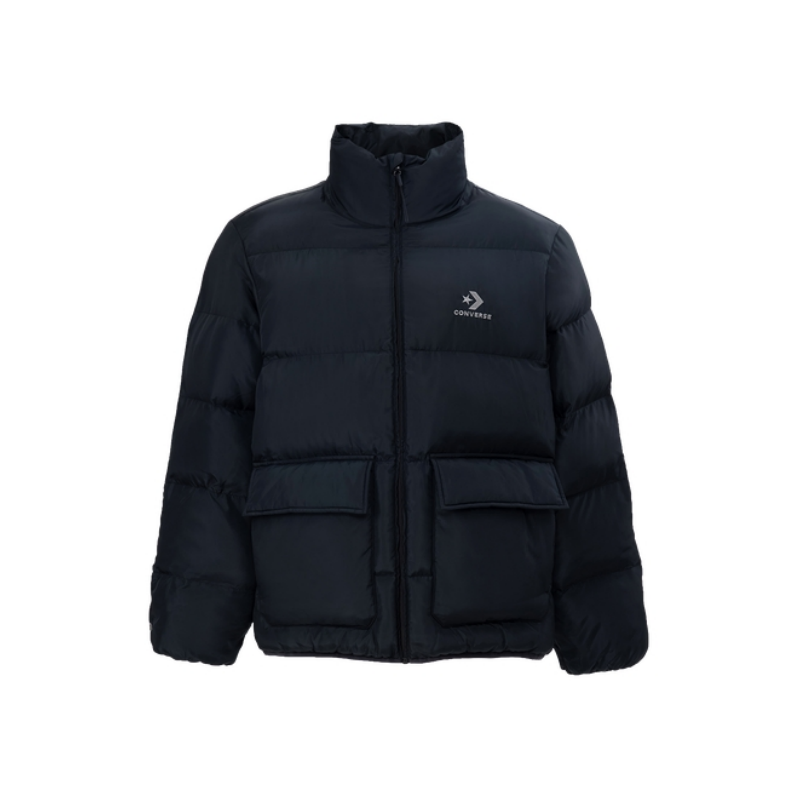 Converse Converse Puffer Jackets Men's Dark Blue Stand Collar Moderate