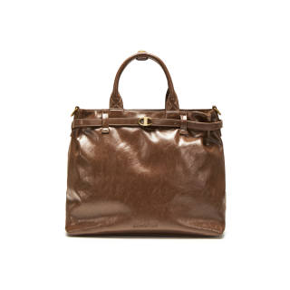 Champion Fabric Handbag Regular Unisex Vertical Stripe Denim/Pinecone Brown/Sesame Brown