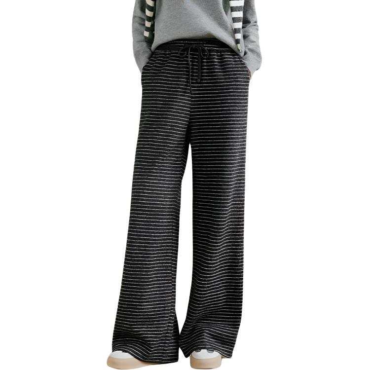 XIANGYING Casual Pants Women's Stripes Moderate Straight Fit Pants