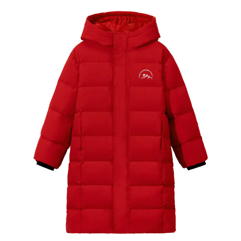 WARRIOR WARRIOR Kids Down Jackets Hooded Thickened Long Moderate