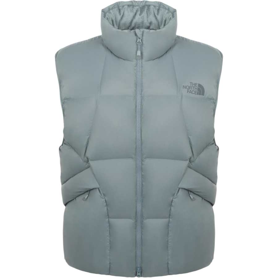 THE NORTH FACE Down Vests Men's Gray Khaki Color Stand Collar Thickened Other