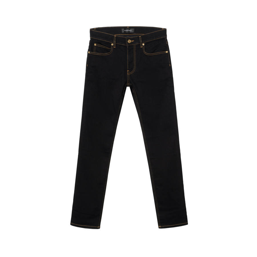 VERSACE VERSACE Jeans Men's Black Moderate Straight Fit Pants