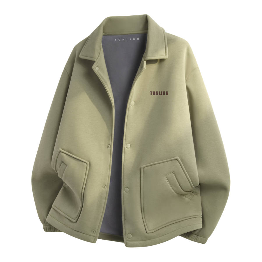 Tonlion Jackets Unisex Lapel Fleece Lined