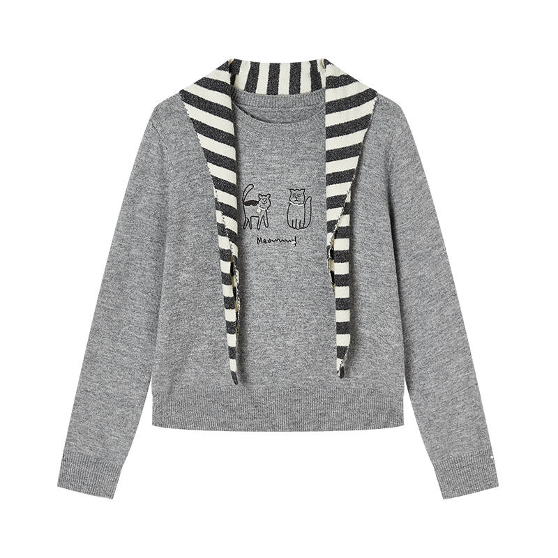 XIANGYING Sweaters Women's Crew Neck Moderate Two Piece Set