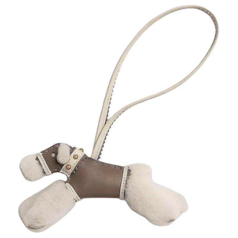 HERMES Hermès Budy Milo Lambskin Vs. Epsom Leather Bag Accessory Women's Light Beige & Gray