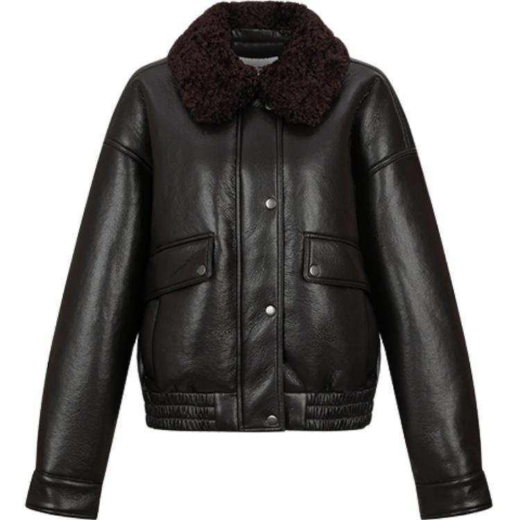 URBAN REVIVO Jackets Women's Dark Coffee Brown Thickened