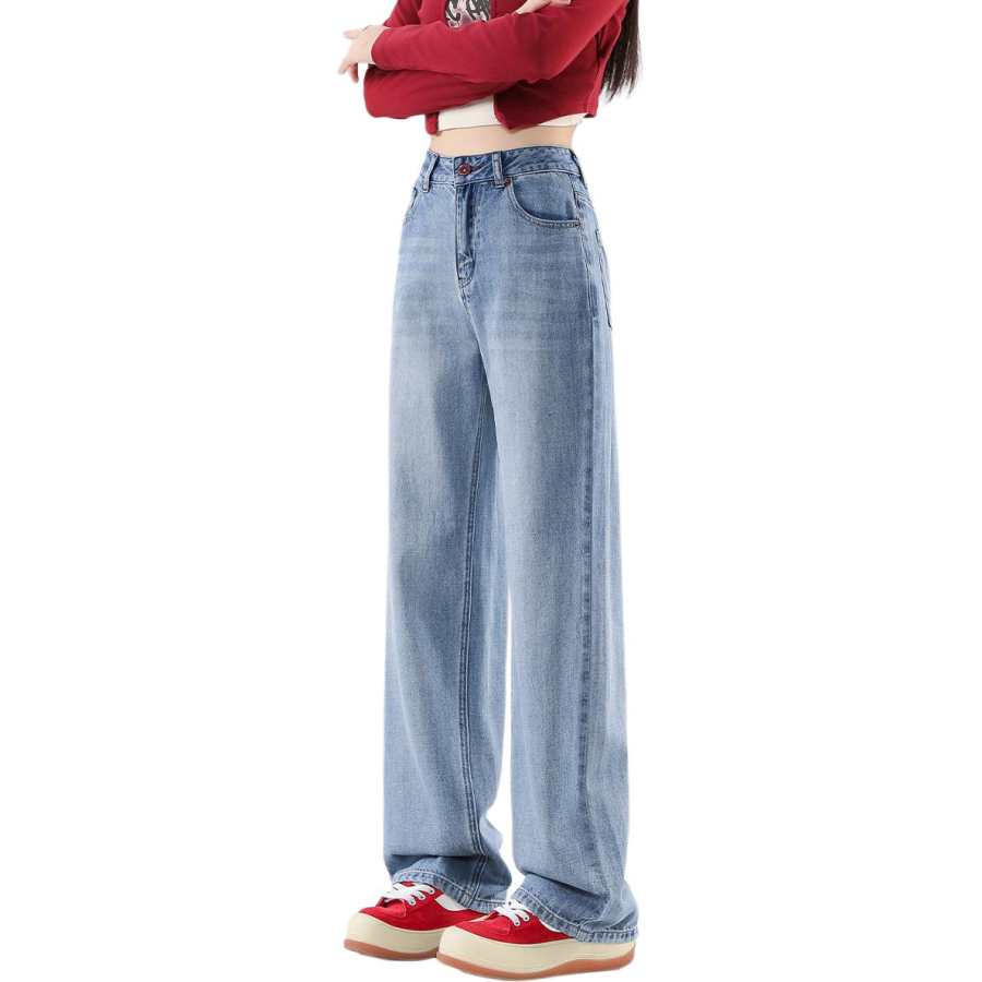 Tonlion Jeans Women's Light Blue Moderate Straight Fit Pants