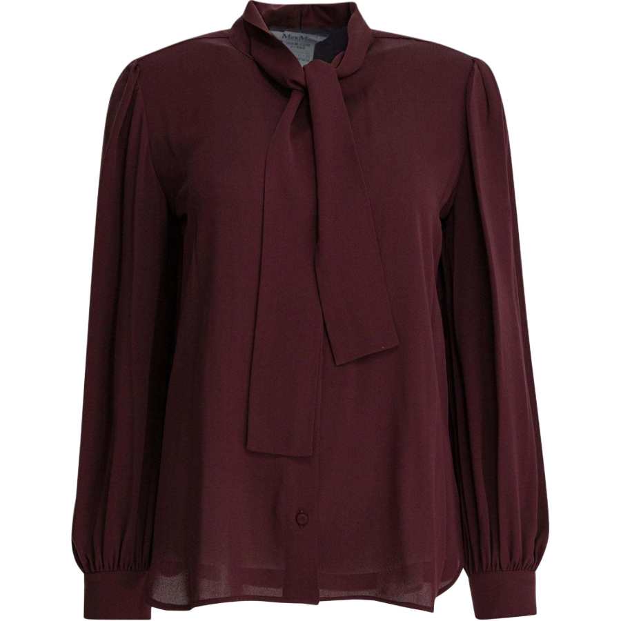 MaxMara Shirts Women's Red Scarf Collar Moderate Straight Fit