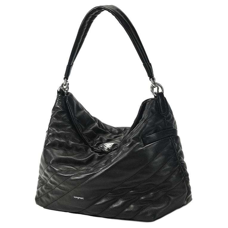 Songmont Cow Leather Shoulder Bag Regular Women's Dense Sand Black