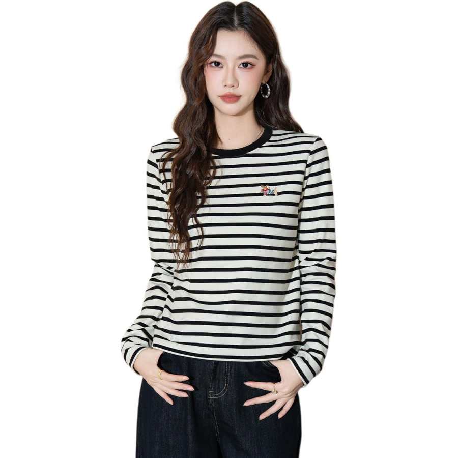 BALENO T Shirts Women's Apricot Black Crew Neck Moderate Other