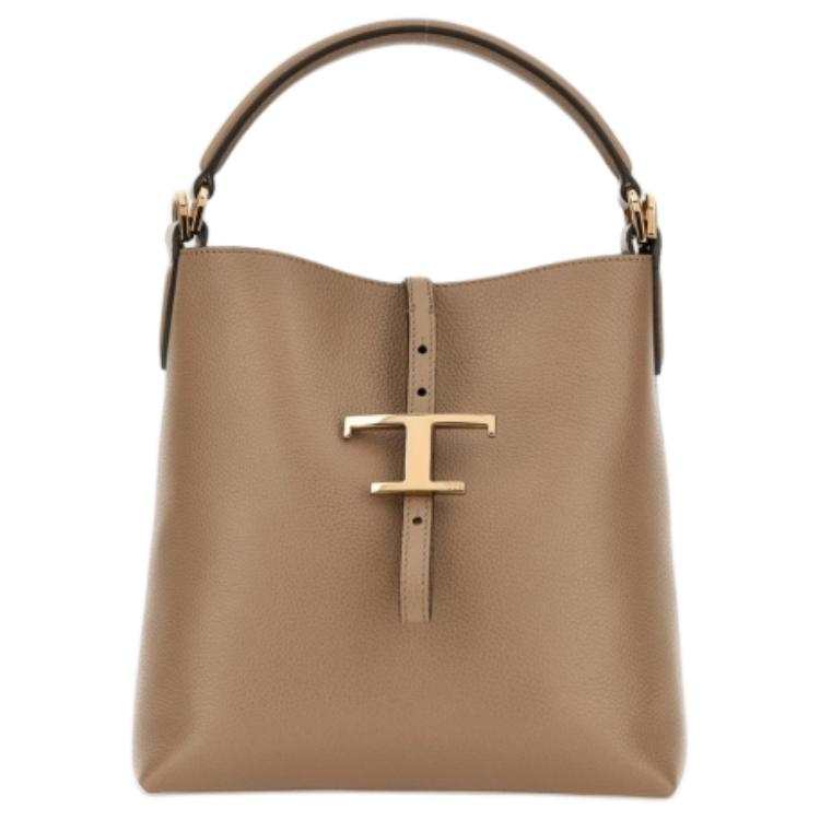 TOD'S T Timeless Cow Leather Bucket Bag Handbag Mini Women's Brown