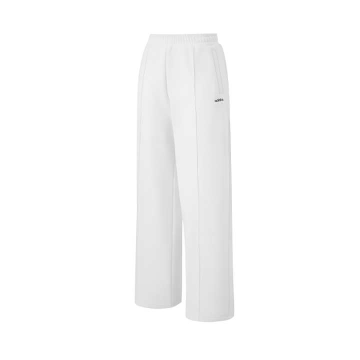 Adidas Adidas Solid Color Minimalist Style Fleece Lined Thermal Straight Fit Knitted Sweatpants Women's White