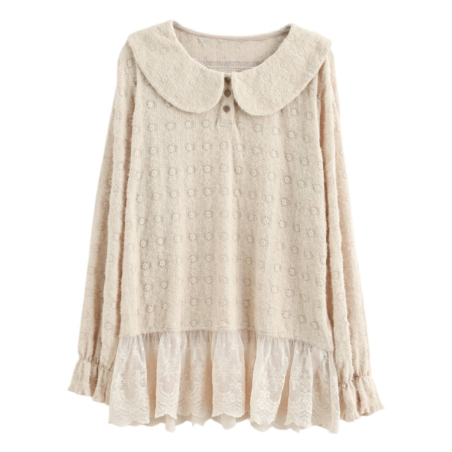 SNBL T Shirts Women's Apricot Peter Pan Collar Moderate