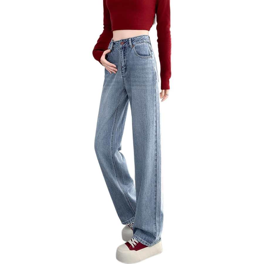 Tonlion Jeans Women's Light Blue Moderate Straight Fit Pants