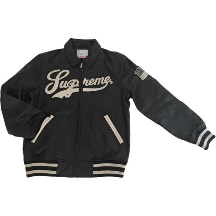 Supreme Supreme Leather Jackets Unisex Black Lapel Moderate