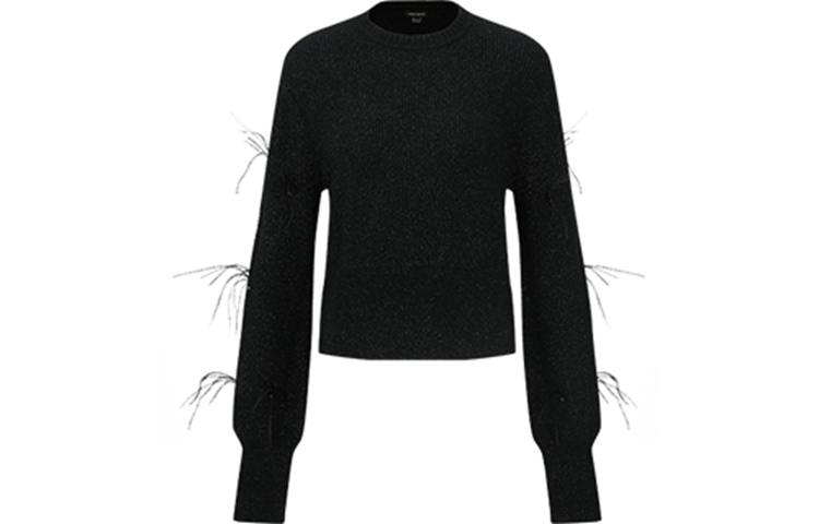 URBAN REVIVO Knitwear Women's Jet Black Crew Neck Moderate
