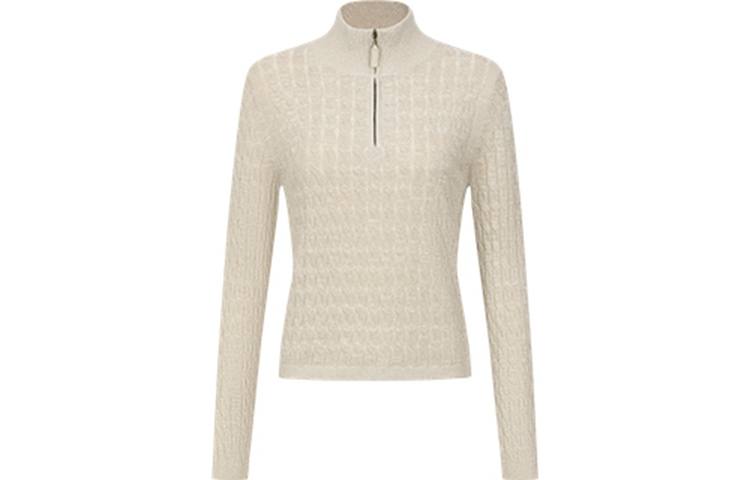 URBAN REVIVO Knitwear Women's Light Khaki Stand Collar Moderate