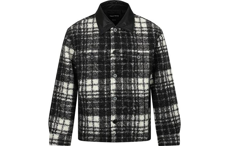 URBAN REVIVO Jackets Men's Black Plaid Lapel Moderate Other