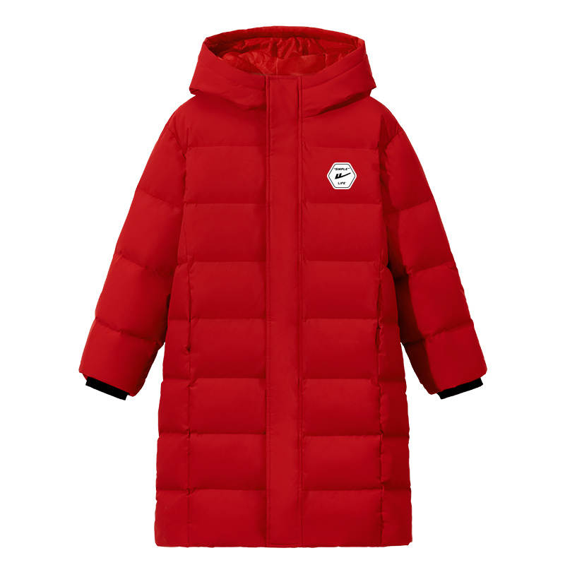 WARRIOR WARRIOR Kids Down Jackets Hooded Thickened Long Moderate