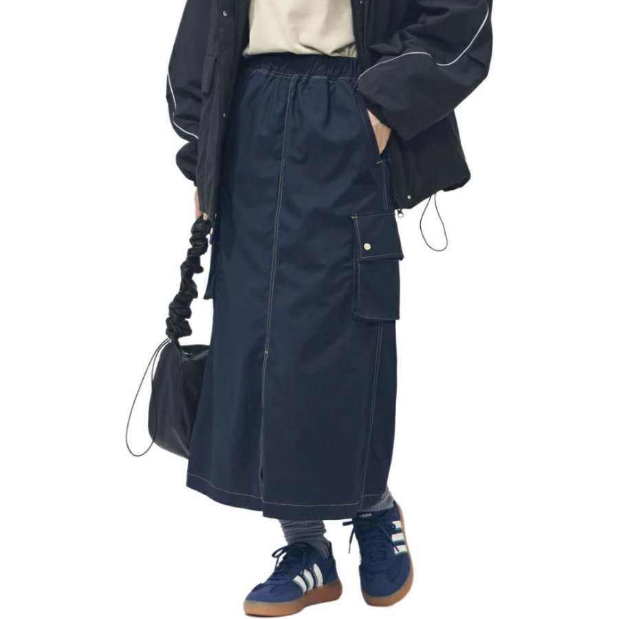 Adidas Adidas Alpine Sports Depot Denim Long Skirt Japan Version Women's Marine Blue