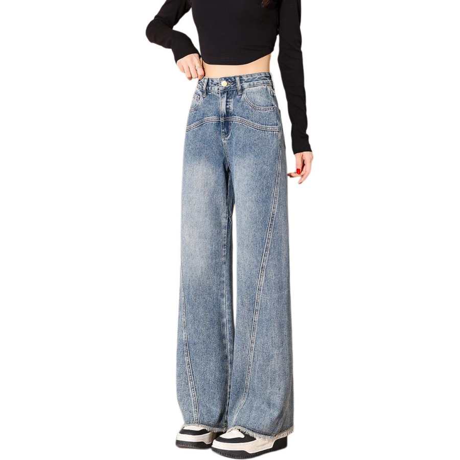 Tonlion Jeans Women's Vintage Blue Moderate Wide Leg Pants