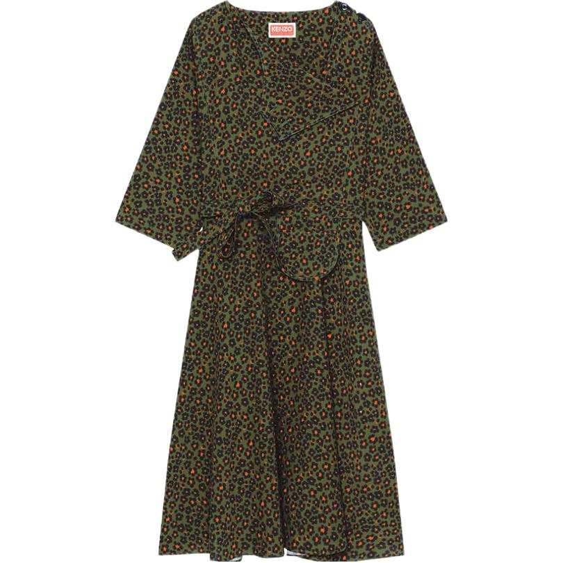 KENZO 【Previous Season】leopard-print midi dress