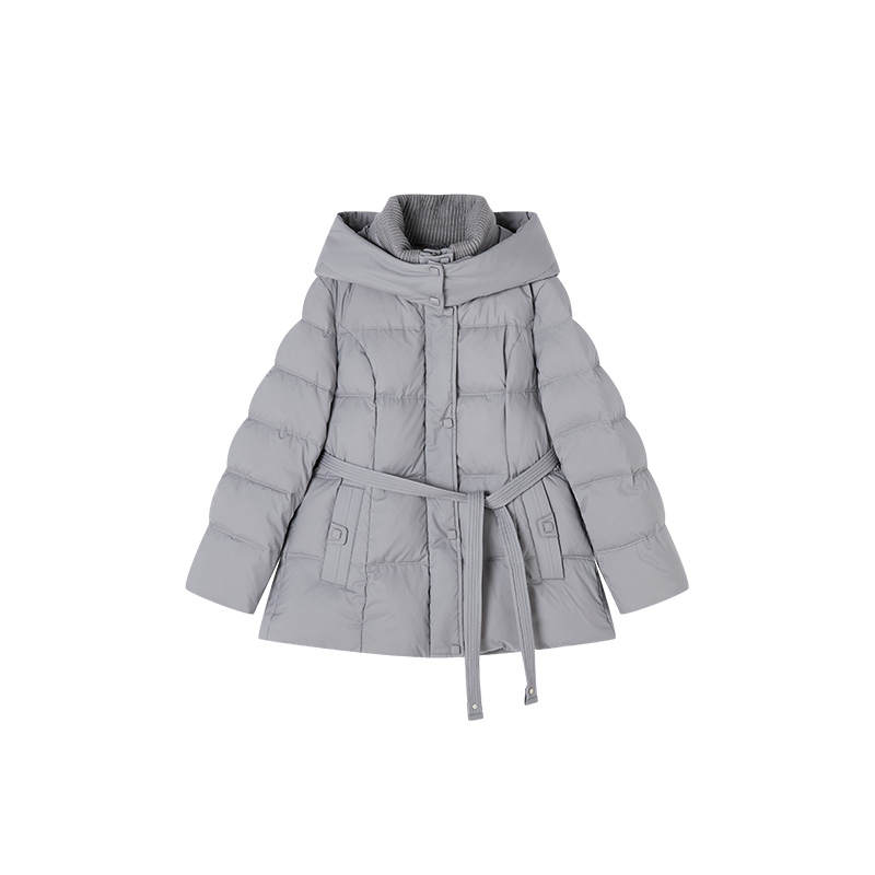 XIANGYING Down Jackets Women's Medium Gray Stand Collar Thickened Puffer Jacket