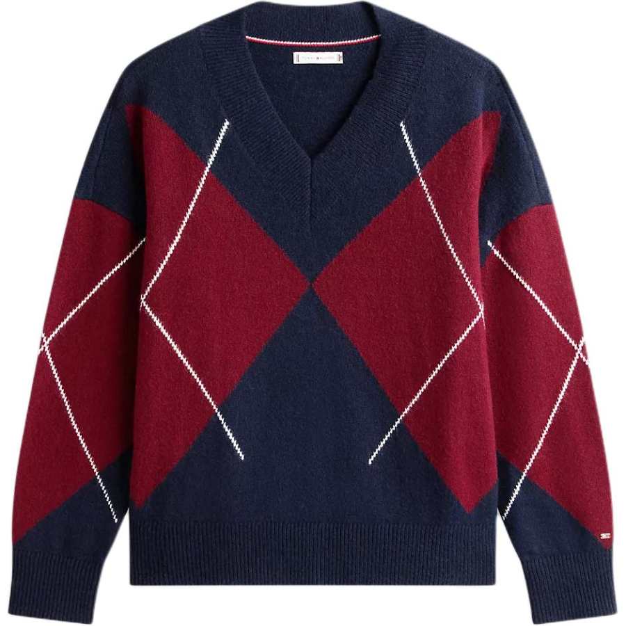 Tommy Hilfiger Sweaters Women's Marine Blue V Neck Moderate