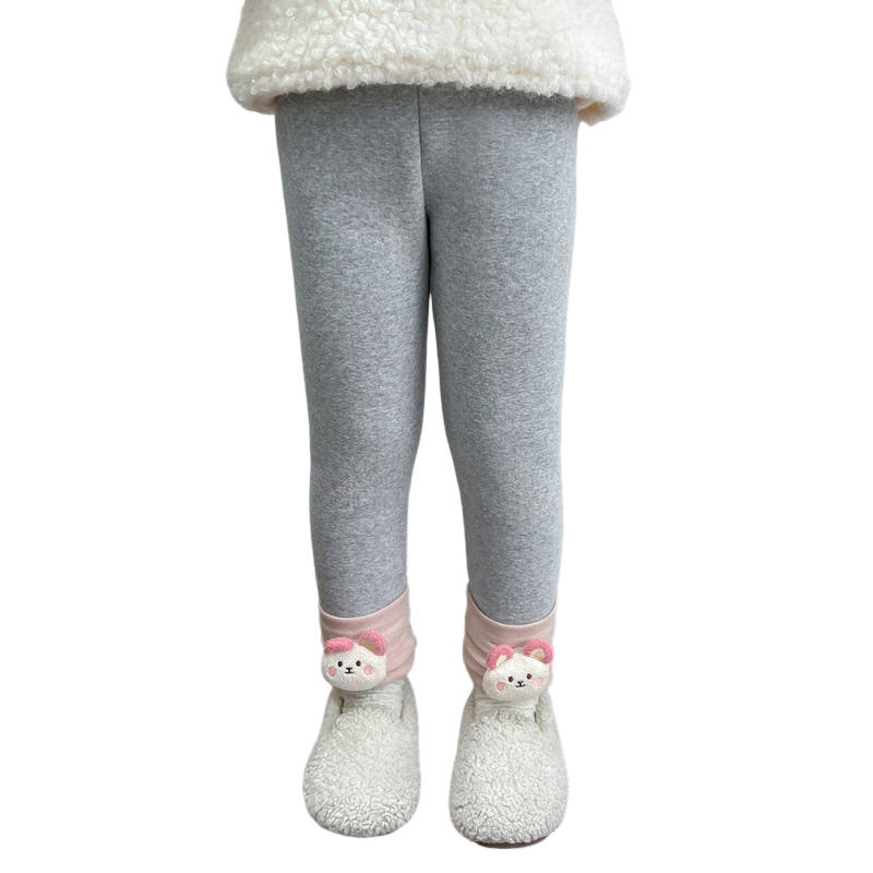 Lanza Casual Leggings Winter Fleece Lined Thermal Comfortable Cute Bear Pants Children Aged 3 7 Years Old