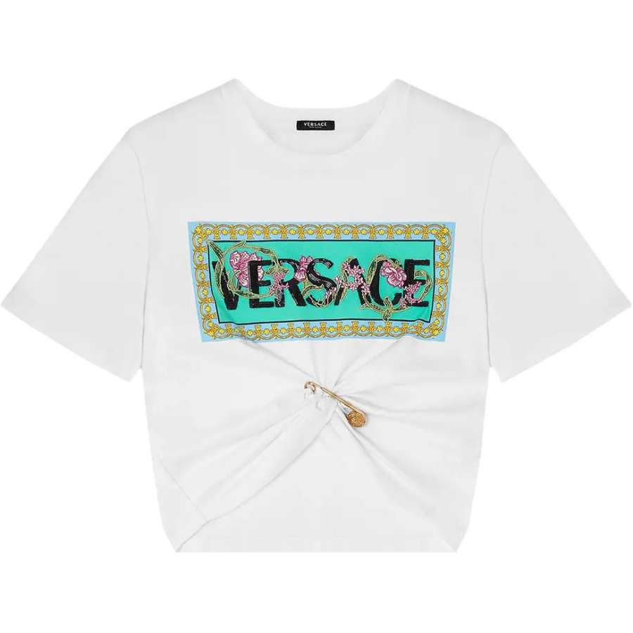 VERSACE VERSACE Art Deco Flowers T Shirt 'White/Multicolor'