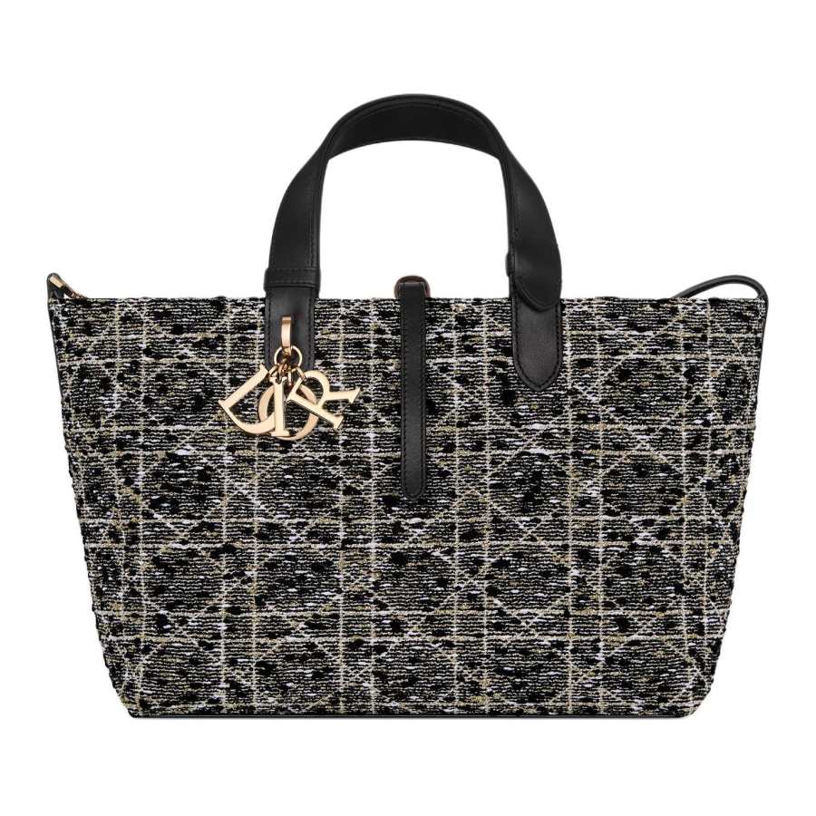 DIOR Toujours Fabric With Cow Leather Handbag Medium Women's Black