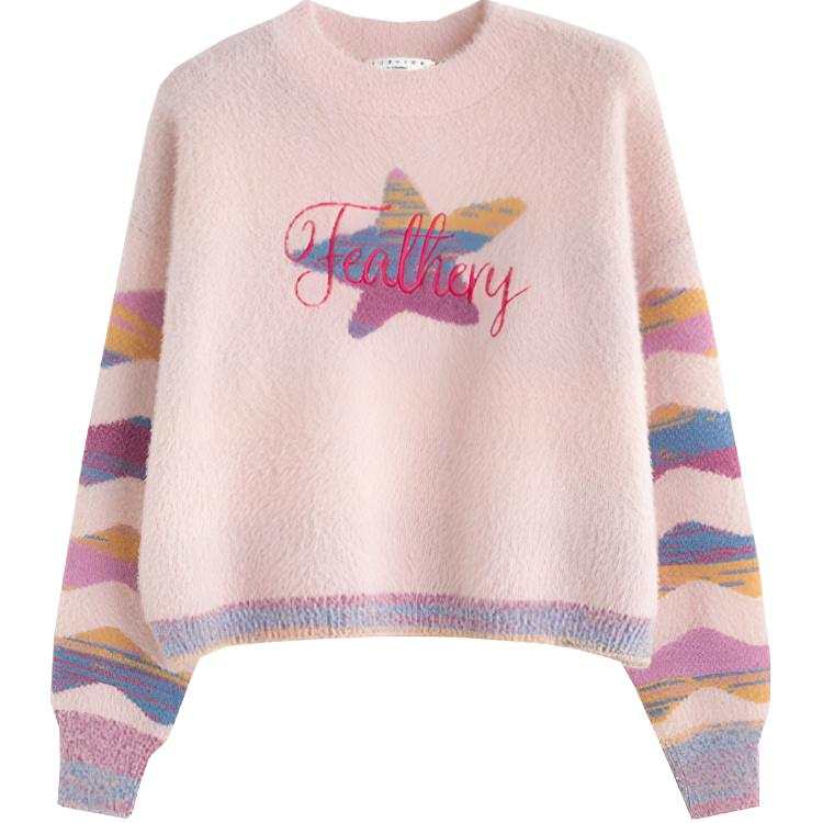 Tonlion Sweaters Women's Pink Crew Neck Moderate Other