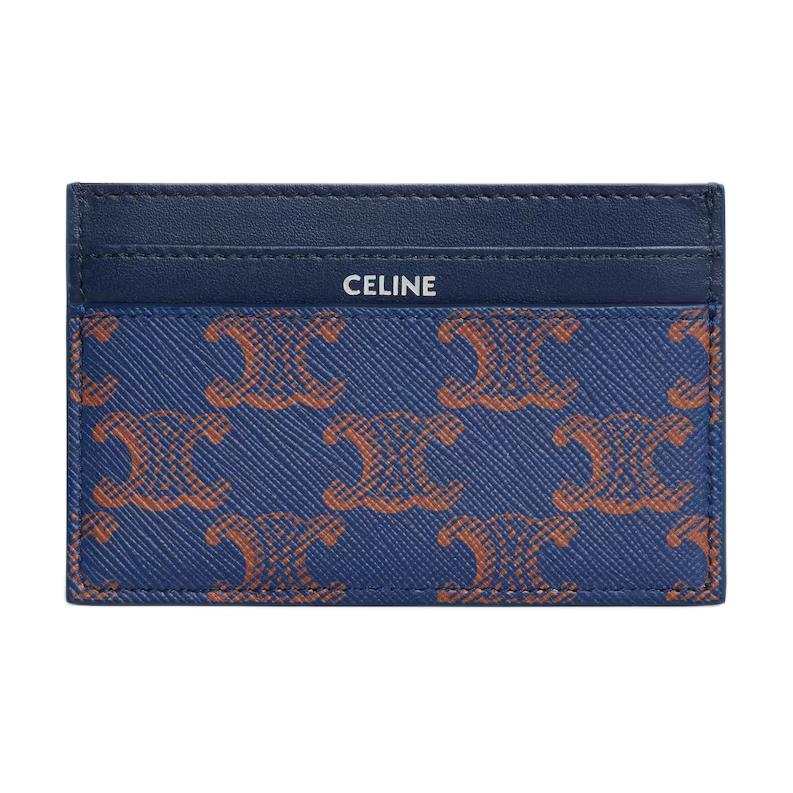 CELINE Cow Leather Card Holder Men's Dark Marine Blue